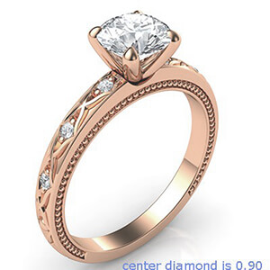 Rose gold vintage syle engagement ring